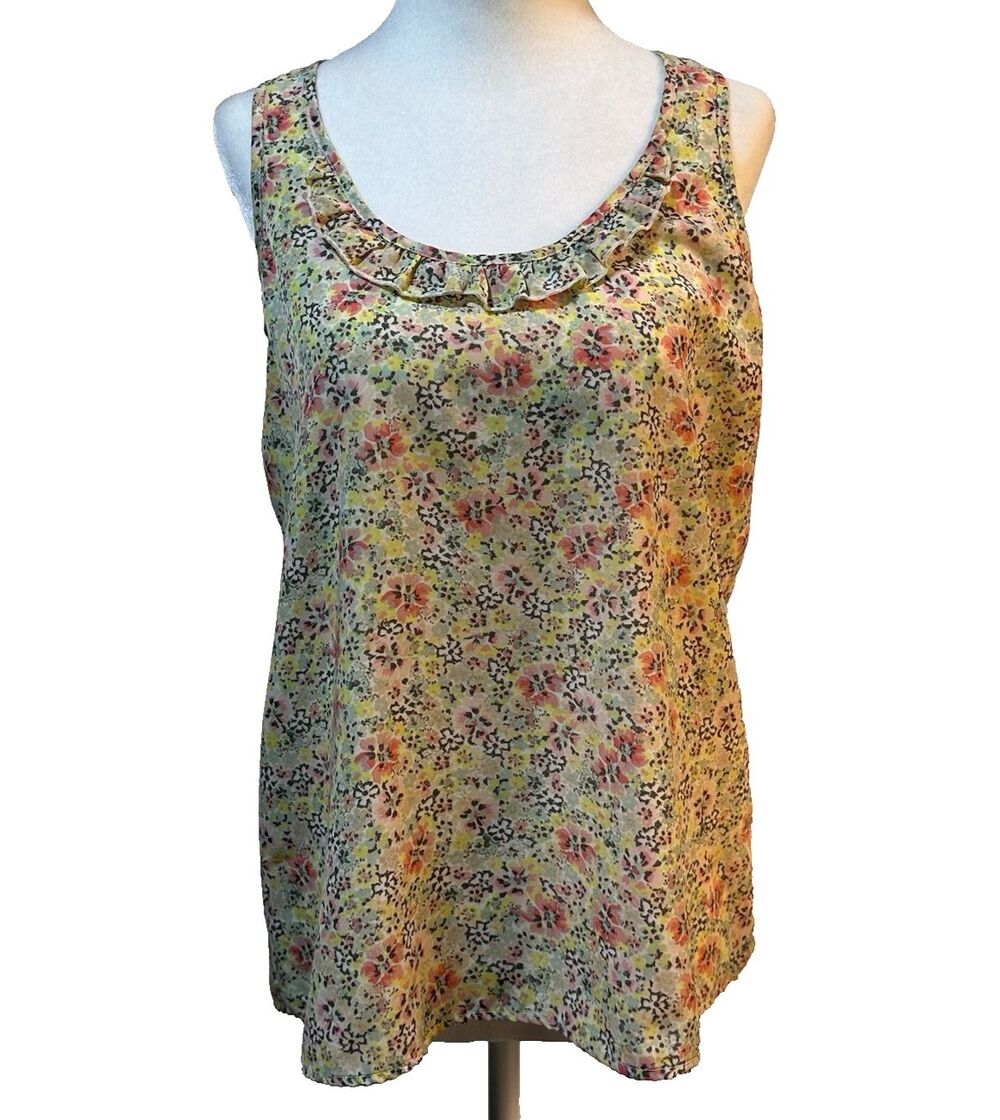 Candie's Floral Ruffle Racerback Tank Blouse Size M